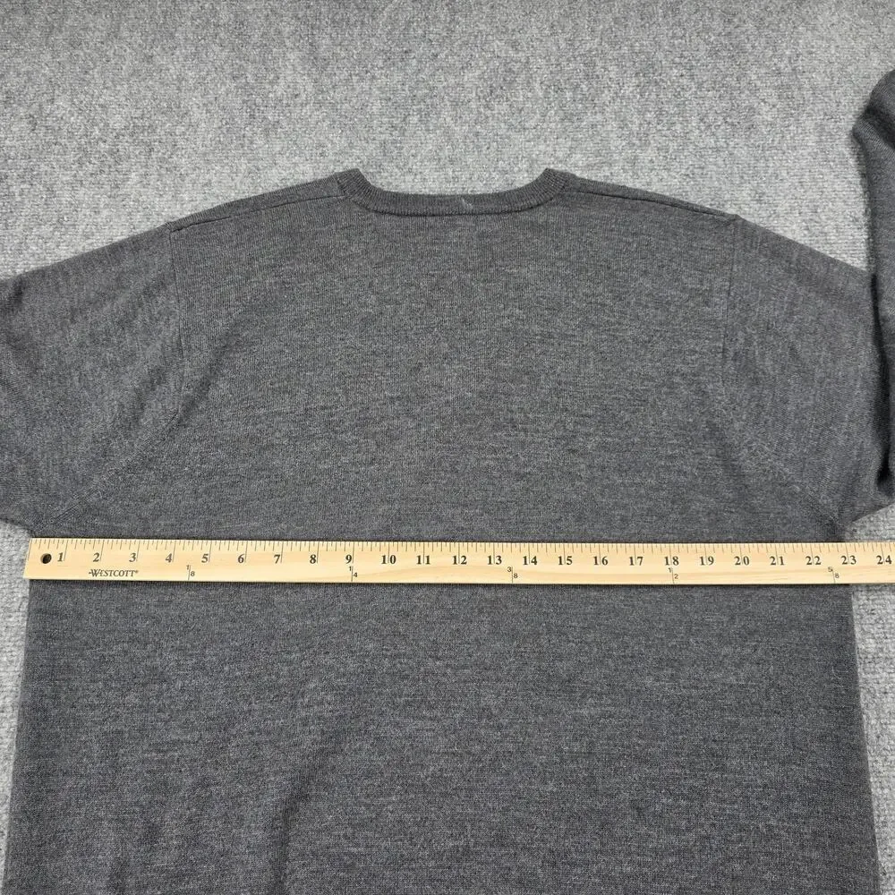 Turtleson Sweater Mens XL Gray V Neck Merino Wool Long Cove Club Golf Pullover